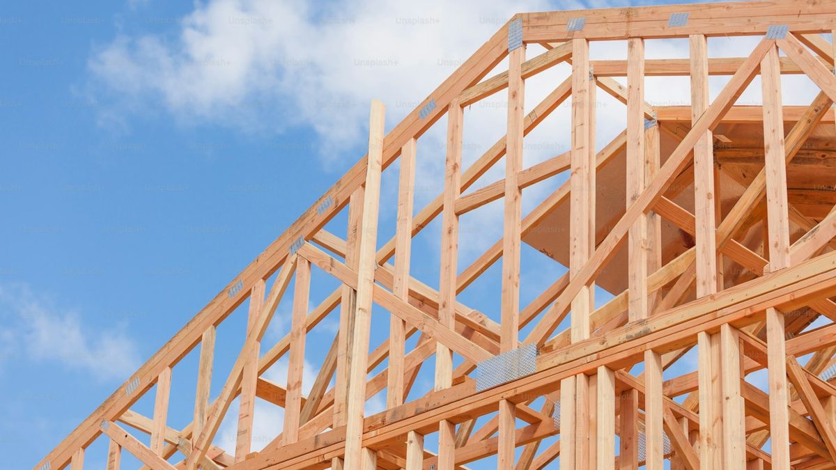 Timber roof framing on a residential ground-up construction project