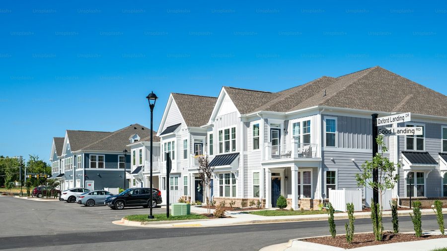 Townhome rental community with off-street parking